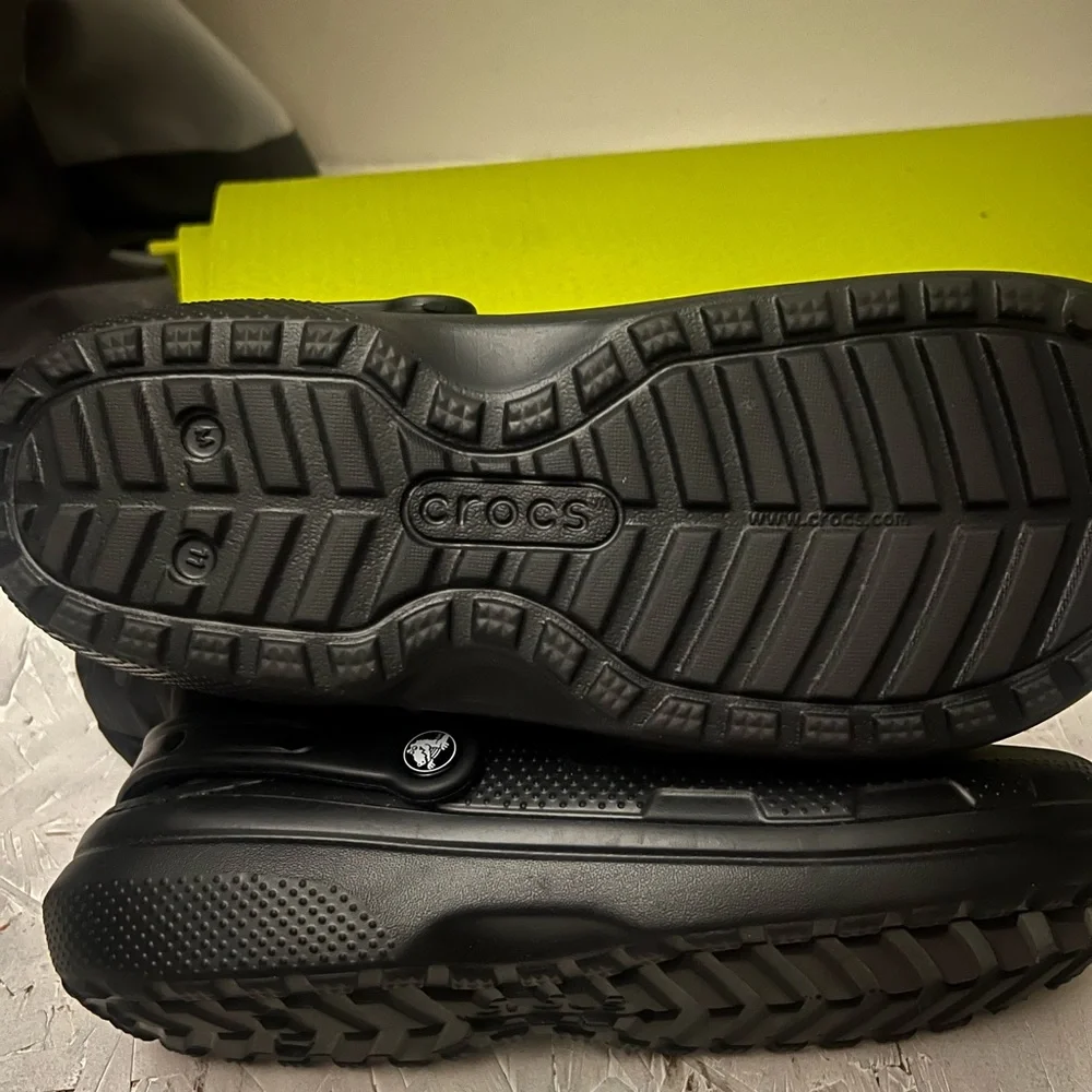 CROCS Black Faux Fur Lined Clogs - Picture 2 of 3